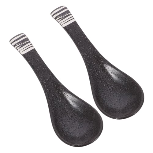 JUMPLAWN 2個 製レトロデザインアジアンスープスプーン 多機能小型調理器具 なセラミック製で耐久性あり テーブル装飾にも