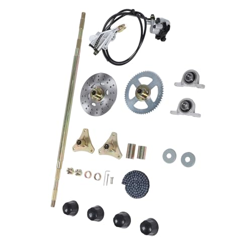 Aramox Eje Vivo Trasero Go Kart Kit de Montaje 29 Pulgadas con Piñón de Eje Cadena Pinza Disco Freno Bujes Rueda Repuesto para Quads