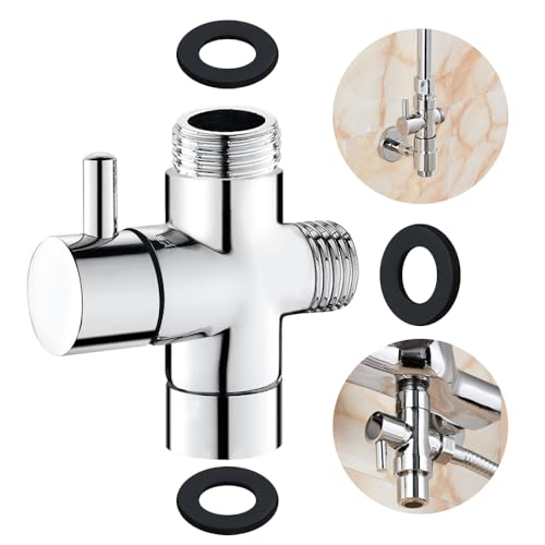 Rusee Soupape 3 Voies G1/2 en Laiton Massif - Adaptateur Inverseur pour Système de Douche - Valve de Dérivation Universelle - Chrome Poli