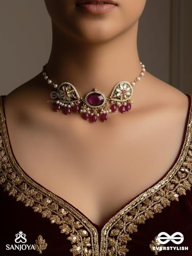 Image of SANJOYA BY EVERSTYLISH Nilachandrika Moonlight Of The Blue Sky Handmade Kundan Set With Necklace And Earrings Lightweight Jewelry For Women | Party, Festive, Wedding & Gifting