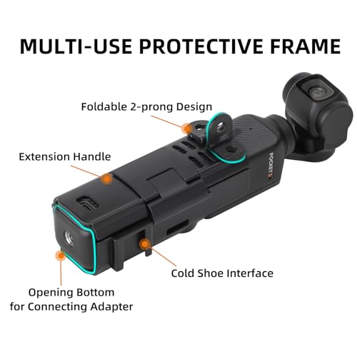 LICHIFIT Multi-Functional Expansion Adapter Mount for DJI OSMO Pocket 3 Camera Bracket Frame Case Protective Cage Holder with Cold Shoe and Foldable Two-Prong Interface - Image 2