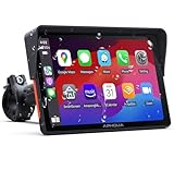 APHQUA Kabelloses Carplay-Display für Motorrad, 5 Zoll wasserdichter Touchscreen, tragbares CarPlay und Android Auto für Motorrad, unterstützt Bluetooth Trans, GPS-Navigation, Siri – A522