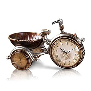 Desk Clock Table Clock European Style Retro Bedside Clock Tricycle Mute Movement Living Room Study Resin Clock Desktop Ornaments