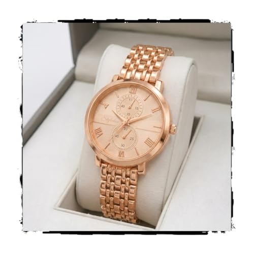 Image of STYLEDOSE Women's Luxury Black Analog Watch - Rose Gold Roman Numerals with Stylish Metal Chain Strap Wrist Watches for Women's & Girls&Miss&Ladies