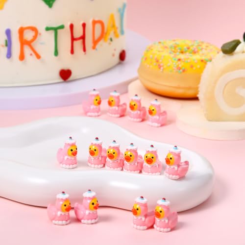 Image of 50 Pcs Cake Ducks Toy Figures, Mini Cake Resin Ducks Bulk, Tiny Cakes Figurine Dress up Duck Toy for Party Favors (Pink)