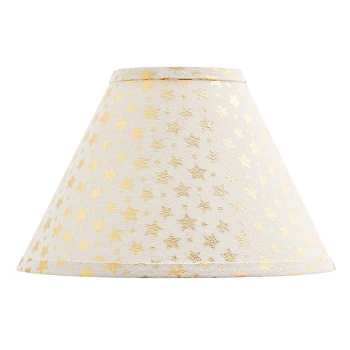 Image of Aspen Creative 56051, Hardback Empire Transitional UNO Shade /Light Beige Golden Stars Linen Fabric, 4 inchTop x 10 inchBottom x 7 inchSlant /Slip UNO 33mm /Table Lamp