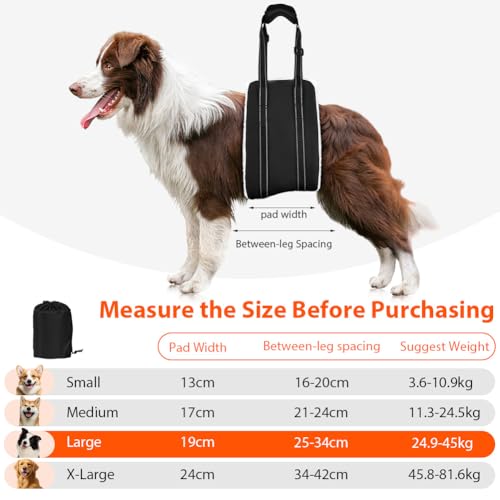AOOHA Hunde Tragehilfe, Hund Hinten Lift Support Geschirr, Flauschig Weiches Material, Verstellbare Gehhilfe, Hundegeschirr für behinderte, verletzte oder ältere Hunde (L)