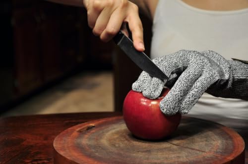 Image of karomouj Stainless Steel Chopping Board with Anti-Cut Safety Gloves | Premium 304 Food Grade Steel Cutting Board | Non-Porous, Double-Sided Kitchen Chopping Board for Meat, Vegetables & Fruits