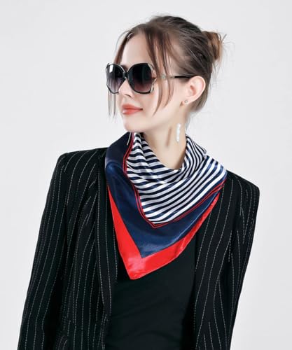 QBSM Womens 23.6 inch Satin Silk Feeling Formal Square Neck Scarf Head Hair Wraps Kerchief4