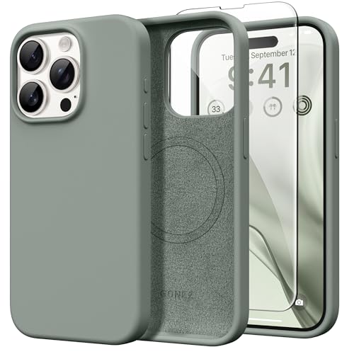 Coque iPhone 15 Pro MagSafe verte GONEZ pour protéger votre écran et vos photos en voyage