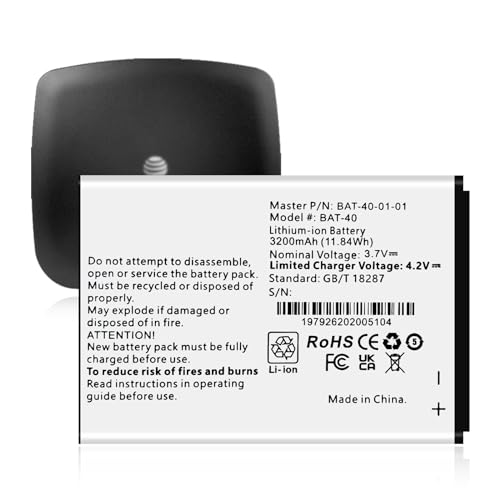 KOOAQQ BAT-40 Battery, [2025 New Upgrade] 3200mAh Ultra High Capacity Replacement Battery for AT&T IFWA-40 IFWA40 Mobile Hotspot Lithium-ion Battery