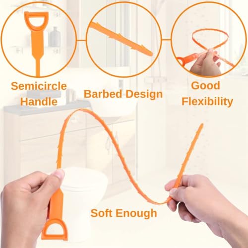 liboyixi Drain Clog Remover Tool, 5 Pack 25inch with 5 Plastic and 1 Stainless Steel Drain Snakes, Hair Unclogger for Toilet, Kitchen Sink, Bathroom Tub, Shower, Sewer - image 6