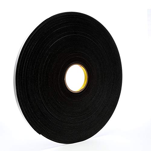 3M Vinyl Foam Tape 4718, Black, 1/2 in x 36 yd, 125 mil