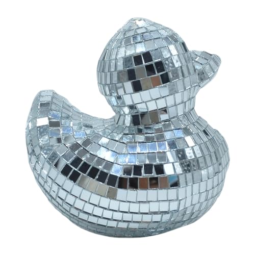 Decoración de pastel en forma de pato con bola de espejo – Decoración de pastel de bola de disco, adorno de cristal creativo | Decoración de mesa divertida para bodas, bares y fiestas, perfecta p