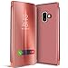 Produktbild Conie MF30865 Mirror Flip Kompatibel mit Samsung Galaxy J4 Plus, Mirror Case Hülle Standfunktion Spiegel Effekt Flip Cover One Touch Bedienung für Galaxy J4 Plus Bookcover Rosegold