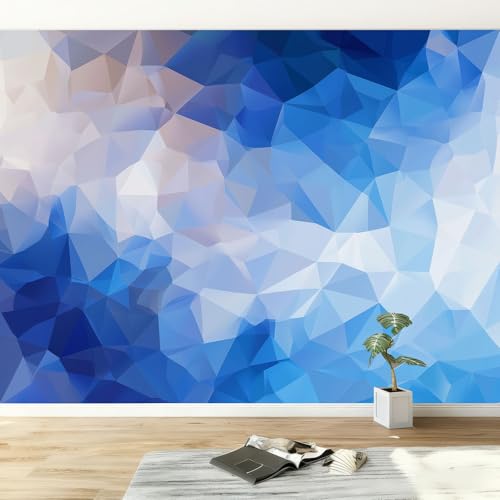 Papel Pintado Líneas Geométricas Abstractas 3D 350 x 256 cm Fotomurales decorativos modernos de pared en tejido no tejido Azul, para murales fotográficos para salón o dormitorio