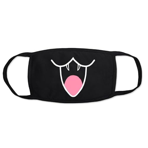 Mis.Moon 4 Pack Mundmaske, Schwarze Masken mit Cartoon Mustern Mundschutz, Staubdichte Mode Mit Niedlicher Muster-Baumwollmaske