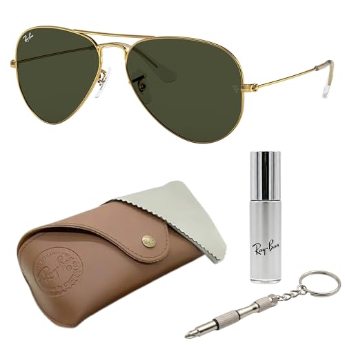 Image of Ray-Ban RB3025 AVIATOR CLASSIC Pilot Shaped Sunglasses for Men & Women with Official RAYBAN Eyewear Kit