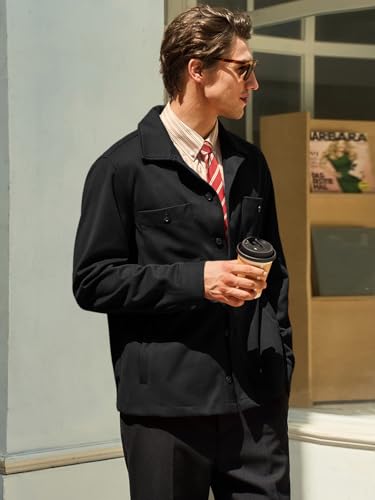 Runcati Mens Lightweight Shirt Jacket Button Down Long Sleeve Shacket Casual Fall Warm Work Stylish Jackets with Pocket4