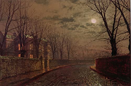 Peinture sur Toile Grimshaw Scène de Rue au Clair de Lune Décoration Maison 60x90cm