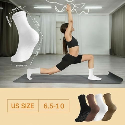 Image of Jspupifip Cute Pilates Socks with Grips for Women Non Slip Grip Yoga Socks Crew Sock for Ballet Barefoot Workout Hospital