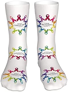 883 Compression Socks World Cancer Day Athletic Socks Comfort Sports Socks Non Slip Crew Socks For Hiking Trekking Walking 40cm