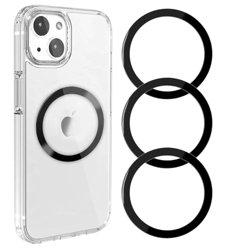 3 Pcs Universal Metal Ring for Magnetic Charger, Metal Ring Sticker Compatible with Magsafe Magnetic Wireless Charger for Most Cellphone, Magnetic Mount/Phone Holder Conversion Accessories, Black