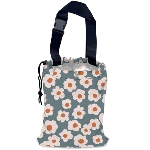 Image of Groovy Flowers Car Garbage Bag,Daisy Waterproof Small Car Trash Bag Hanging Back of Seat,Drawstring Hanging Car Trash Bag with Adjustable Buckle for Car Accessories