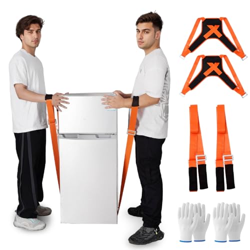 Furniture Dolly, 2-Person Lifting & Moving System, Adjustable Straps, Appliances, Heavy, Efficiently, 2 Pairs of Gloves Included