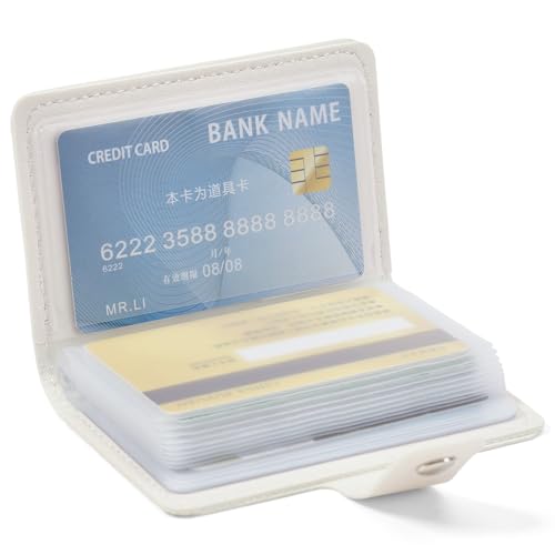 Image of RNIEGA Card Holder for Women Small Womens Wallet Vegan Leather RFID Blocking Transparent Card Case with 22 Slots