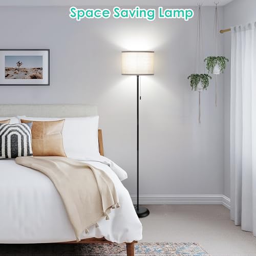 FOLKSMATE Floor Lamp for Living Room, LED Modern Simple Standing Lamps, Tall Lamp for Bedroom, Kid, Office, Reading Room Black Pole Light Without Bulb - Image 5
