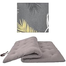 ZonLi Japanese Floor Futon Mattress Queen Size 60"x 80"Grey,with Futon Mattress Cover 64 x 84 Queen SizeTropic Leaves