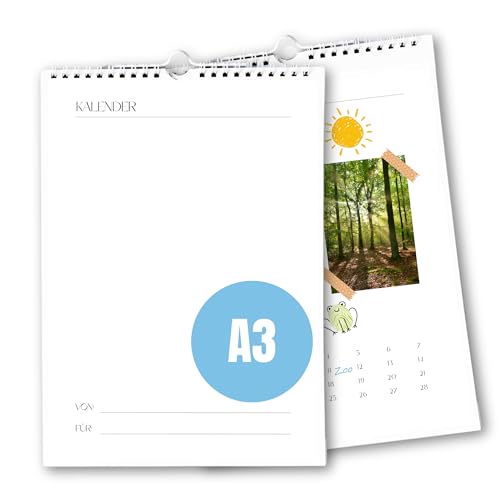 Bastelkalender A3 Blanko weiß I Kalender zum Selbstgestalten (Jahresunabhänging) Schlichter DIY Fotokalender