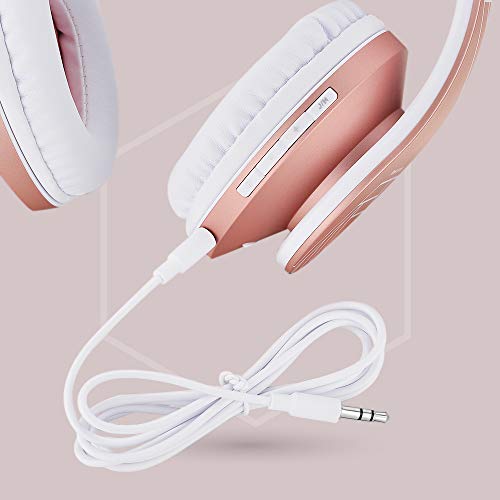 Powerlocus Bluetooth Over-Ear Headphones, Wireless Stereo Foldable Headphones Wireless And Wired Headsets With Built-In Mic, Micro Sd/Tf, Fm For Iphone/Samsung/Ipad/Pc (Rose Gold) #TOP4
