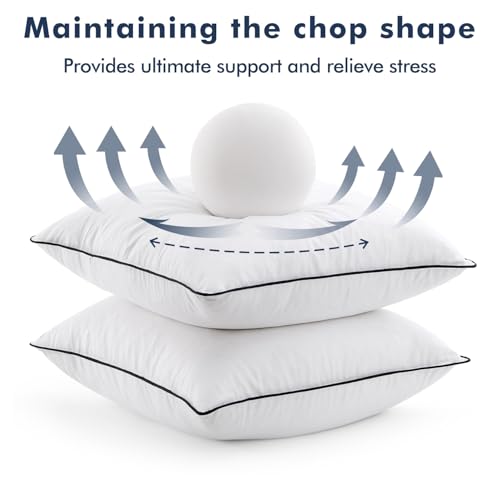 Image of MIULEE Goose Feather Down 24x24 Pillow Insert Set of 2 with 100% Down-Proof Cotton Cover, Soft Fluffy Decorative Pillow for Sofa Bed Couch Living Room White