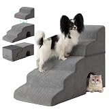 Ahpmeoa Dog Stairs for Bed 23'' H, 5-Step Dog Steps for High Bed, Grey