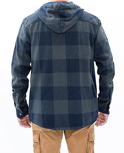 Image of ZENTHACE Men's Hooded Plaid Flannel Shirt Jacket Snap Button Flannel Hoodie with Hand Pockets (Heavyweight 10.6 Oz Fabric)