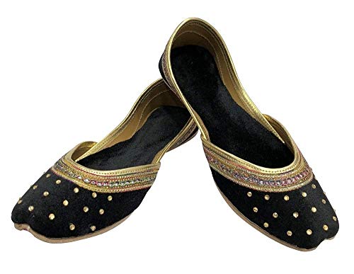 Women Flat Velvet Khussa Shoes Punjabi Jutti Handmade Mojari Ballerina2