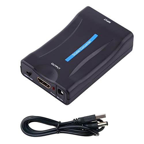 LeftSuper Adattatore Video Cavo di Alimentazione da SCART a HDMI Compatibile Convertitore Video 1080P Video o Convertitore di Fascia Alta