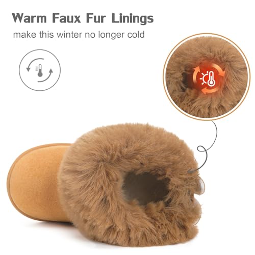 KVbabby Girls Winter Boots Toddler Snow Boots Kids Warm Shoes Fur Lined Fashion Ankle booties Non-Slip3