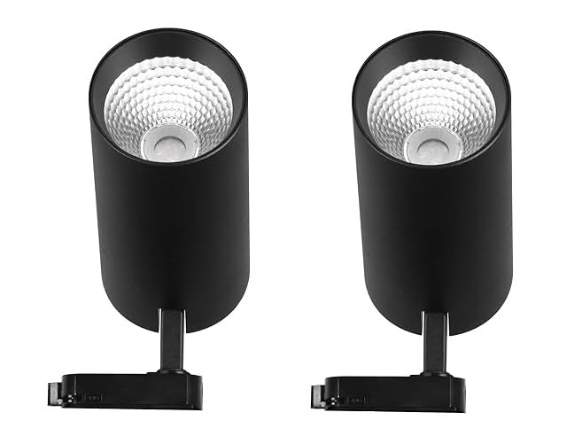 Image of Pack of 2, 20 Watt, Warm White Black Colour Track Light, Spot Light /Focus Light (Heavy Gauge), Track Rail Not Included (Pack of 2, Warm White, 20, Watts)