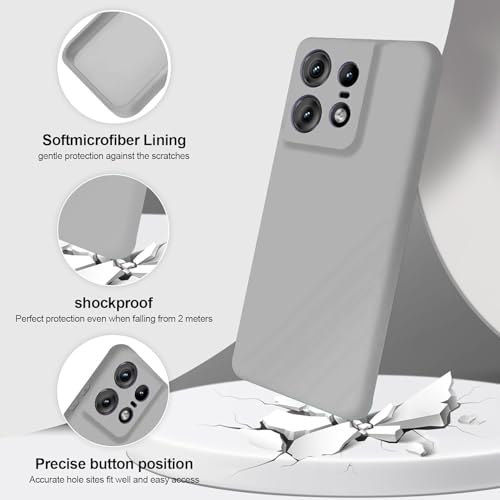 Image of DIZORO Microfiber Candy Case Compatible for Motorola Edge 50 Pro 5g Smooth Touch Cushion Liquid Soft Silicone Gel Rubber Phone Cases Non-Slip Full Body Protective Shockproof Back Cover (Titanium)