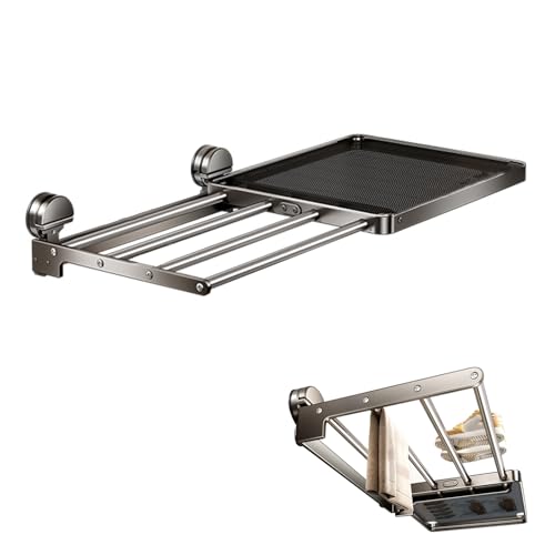 Tendedero De Pared Plegable, Tendedero Para Ropa Con Ventosa, Estable Y Firme, Amplia Zona De Secado, Diseño Compacto, Secado Rápido Para Interiores Y Exteriores, Tendedero Retráctil Con Malla(61-113.