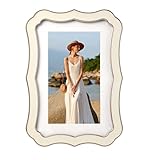 Essovee 4X6 Metal Picture Frame with HD-Tempered Glass,Photo Frame with Velvet Back,Simple Picture Frame for Tabletop and Wall Mount Display(White)