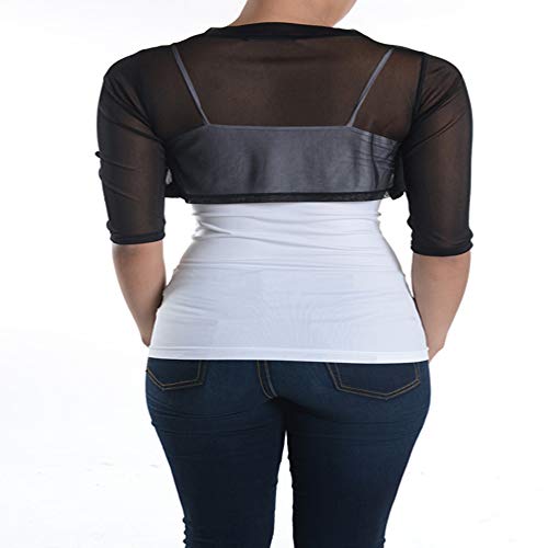 Image of Fashion Secrets Junior`s Sheer Chiffon Bolero Shrug Jacket Cardigan 3 /4 Sleeve