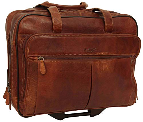 Maleta de Viaje Gusti Leder studio Duncan Bolso de Viaje de Cuero con Ruedas Trolley Piel de Búfalo Marrón 2R21-20-2