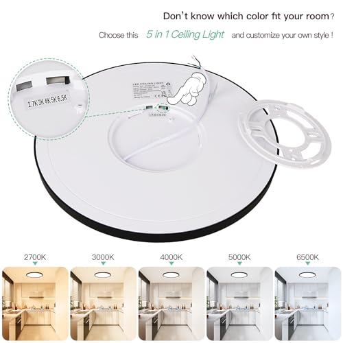 Image of Brightever 12 Inch LED Flush Mount Ceiling Light Fixture, Dimmable, 3200LM