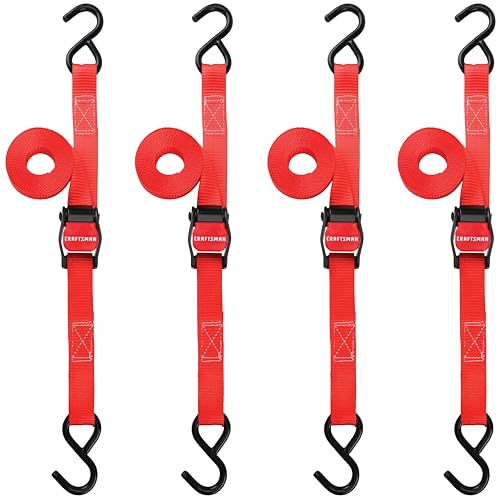 CRAFTSMAN CMXAZBS9014 Black/Red 1 x 10 Cambuckle Straps - Light-Weight Duty (900 Lb Break Strength) 4 Pack