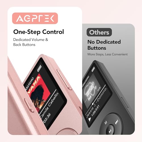 Image of AGPTEK A02PL 64GB MP3 Player, 65 Hours Playback Music Player, Rose Gold | Lossless Sound, Supports up to 128GB