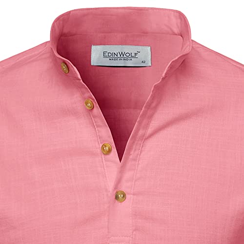 Image of Men's Full Sleeve Beige Color Cotton Blend Spread Slim Fit Shirt Style Kurta for Men and Boys